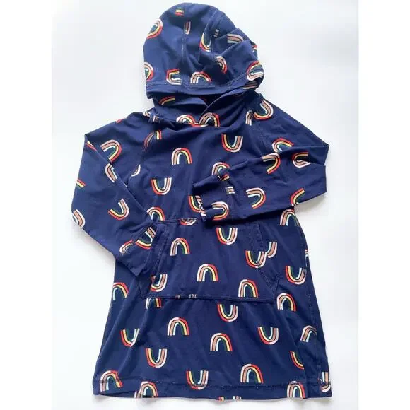 Girls Hanna Andersson Sunblock UV Hooded Rainbow Dress Size 4 - Picture 1 of 4